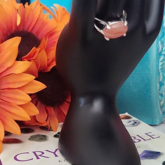 Natural Crystal Agate Silver Plated Ring Size 7.5 - Picture 8 of 11